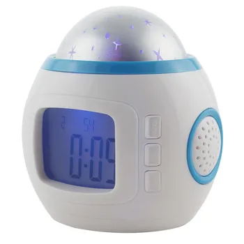 Sky-Stjernede Børn, Baby Værelse Nat Lys Projektor Lampe Soveværelse Musik Vækkeur Home Decor Display Digital LED Alarm Ure
