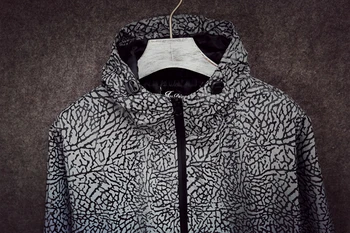 Mænd New Efteråret night Leopard reflekterende Hætteklædte Jakke hip hop Vindjakke Streetwear Vandtæt lynlås lomme Frakke bomber jakke