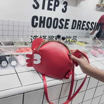 Søde røde krabbe form pu læder mode kvinders crossbody mini-messenger taske skulder taske håndtaske kvindelige clutch bag klap