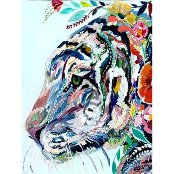 Diy Farverige Tiger Maleri Af Numre Farverige Billede Med Hjem Indrettet Til Stue Hånd Unikke Gaver