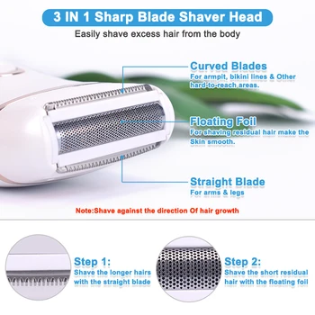 Elektrisk Barbermaskine Smertefri Lady Shaver Til Kvinder USB-Opladning Bikini Trimmer Hele Kroppen Vandtæt LCD-Skærm, Våd & Tør Brug