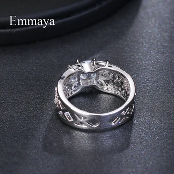 Emmaya Luksus Cubic Zircon Ring Mærke Kvinder Runde Krystal Brude Bryllup Engagement Smykker Ringe Kvindelige