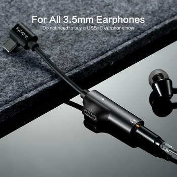 FLOVEME 2-i-1-USB Type C til 3.5 mm Hovedtelefon Jack-Adapter Til Samsung, Huawei P20 Pro Aux Audio Oplader Adapter Til Xiaomi mi 8 6