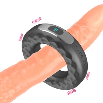 IKOKY 10 Frekvens USB-Genopladelige Forsinke Ejakulation Erektion Lock Ring Vibrerende Penis Ring-penisring Sex Legetøj til Mænd