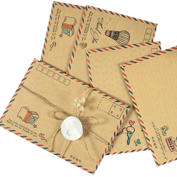 80pcs/masse retro vindue kraftpapir kuvert papir taske air mail nytår gaver dække lykønskningskort konvolut brevpapir engros