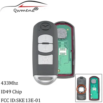 QWMEND SKE13E-01 til Mazda-Tasten 433Mhz ID49 Chip Smart Bil Nøgle til Mazda CX-3 CX-5 Axela Atenza Bil Fjernbetjeningen 3 Knapper