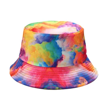 Nye 3D-Print Fiskeren Hat Tie Dye Dobbeltsidet Bucket Hat Mænd Kvinder Sommer, Sol Beskyttelse, Solcreme, Hat Panama