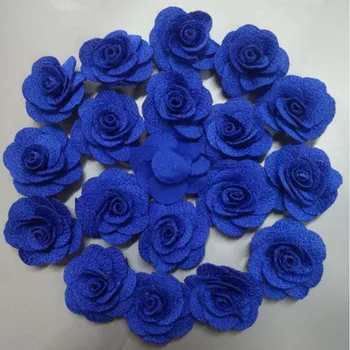 200Pieces/Pose Royal Blå Rose Håndlavet 3,5 cm Stof Steg Bomuld Klud Blomster Hånd DIY Bryllup Buket Blomster Hår Tilbehør