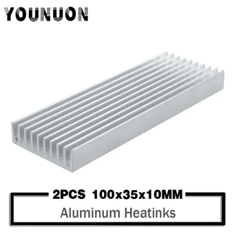 2stk YOUNUON 100x35x10mm Aluminium køleprofil Heatsink Modul Køligere Fin for High Power Transistor Halvledere