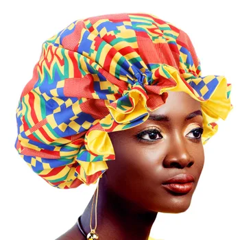 12pcs/masse Kvinder Extra large Satin Foret Huer Afrikanske Mønster Print Stof hårtab Cap Ankara Bonnet Nats Søvn Hat Turban
