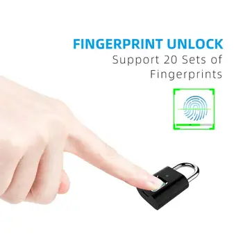 Smart Fingeraftryk Deur Hangsloten Oplaadbare Deurslot Vingerafdruk Smart Hangslot Usb-Selvspændende Låse Drop Shipping