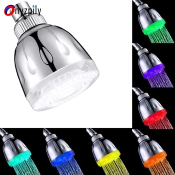 LED Lys brusehoveder Badeværelse Tilbehør Flerfarvet Temperatur Sensor 7 Farver Skift Vand Glød