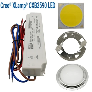 CREE CXB3590 COB LED vækst Lys DIY Modul LED Array Vokse Lampe Indendørs Anlæg Ideel Stål Holder MEANWELL Driver-100mm-Glas Linse