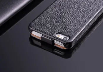 Ægte Læder Lodret Flip Case til iPhone 5 5S SE Litchi Stria Ægte Læder af Høj Kvalitet med Gratis skærmbeskytter