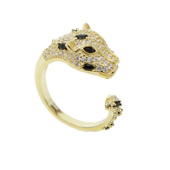 2020 NYE Mode Fuld Crystal Indlagt Leopard Ring Åbning Personlighed Unisex Ring Party Smykker Gave