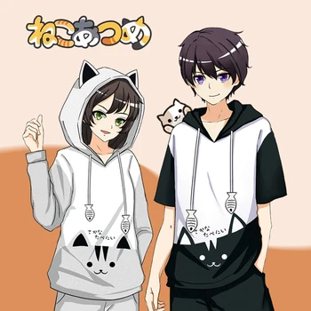 Anime Neko Atsume Hoodie Søde Kat Baghave Tshirt Cosplay Hætteklædte Kawaii Varme Hættetrøjer Japanease Harajuku Kvinder, Piger dreng Sweatsh