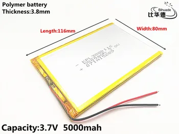 2stk 3,7 V,5000mAH 3880116 (polymer lithium-ion-batteri) Li-ion batteri til tablet-pc ' en 7 tommer 8 tommer TOY,POWER BANK,GPS,mp3,mp4