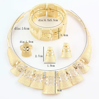 Ny bridal Afrikanske smykker sæt mode, bryllup, engagement, smykker, Guld-farve 2017 smykker tilbehør sæt halskæde øreringe