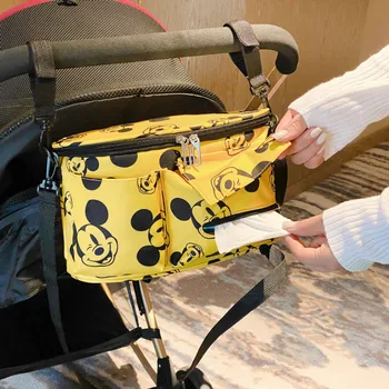 Disney Praktiske Multifunktionelle Lærred Mickey Mouse Print Mor Bag Børns Klapvogn Crossbody Stor Kapacitet Taske Kvindelige Taske