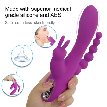 3 in1 Rabbit Vibrator Sex legetøj Til Voksne Kvinder G-punktet, Klitoris Stimulator Anal Dildo Vibrator Kvindelige Voksne Produkt for Par