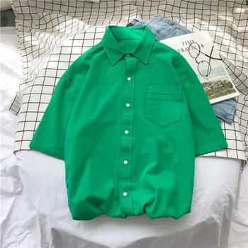 Privathinker Koreanske Mænd Shirts Clearance Stribede Lange Ærmer Shirts Sommeren Streetwear Trykt Mand Bluse Toppe
