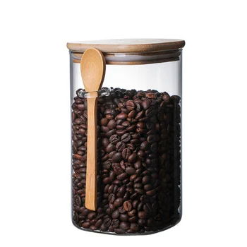 Lufttæt Opbevaring af Fødevarer Jar Glas Kaffe Bønne Krydderi Sukker, Mel Krukker Beholdere med Låg og træske DNJ998