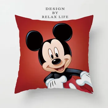 Sort og Creme Red Mickey, Minnie Mouse pudebetræk Sofa Dekorative Pudebetræk til Sengen, Sofaen 45x45cm ingen Påfyldning