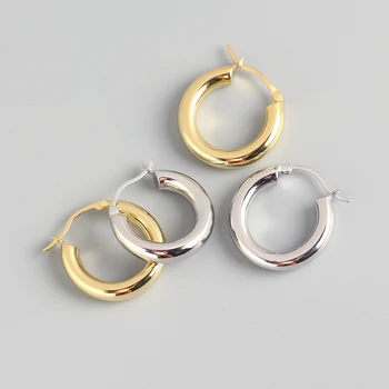 ANDYWEN 15mm Hul Hoops Lukkede Klapper Cirkel Loop 925 Sterling Sølv 2020 Fashion Kvinder Luksus Smykker, Piercing Pendiente