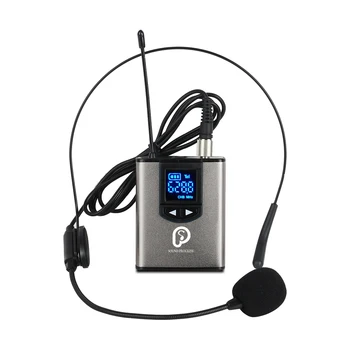 UHF Wireless System med Headset Mikrofon/Lavalier Revers Mic,Dual Bodypack-Sendere og En Mini Genopladelige Modtager 1/4