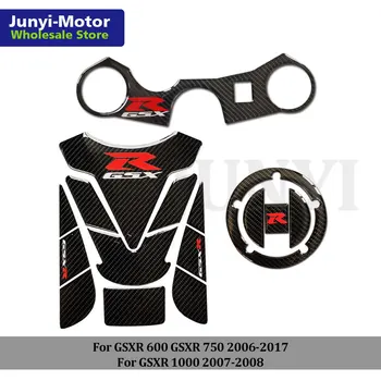 For GSX-R GSXR 600 750 2006-2010 GSXR 1000 2007-2008 Tank Pad Cover Sticker Triple Clamp Cap Carbon 3D Decal Motorcykel Fairing