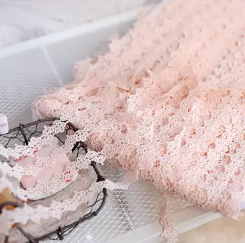 10 Meter blondekant Pink Polyester Lace Applique for Tøj Hjem Tekstiler, Beklædning Syning Blonde Stof 14mm