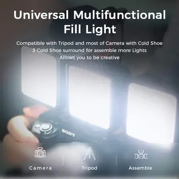 VIJIM VL81 LED Video Light Mini Genopladelige 3000mAh CRI95+ Dæmpbar 3200-5600K LED Fyld Lys for DSLR-Kamera, GoPro Smartphone