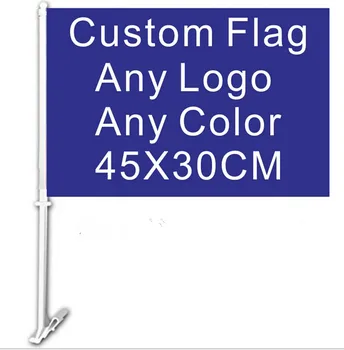 30x45CM bilrude flag, brugerdefinerede flag, enhver farve enhver LOGO kvalitet polyester med flagstang gratis fragt