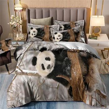 Panda Strøelse Sæt Dyr Dyne Dyne Cover Sæt med Pude Casese Tvilling, Fuld, Dronning, Konge Enkelt Dobbelt Seng Sengetøj Til Børn