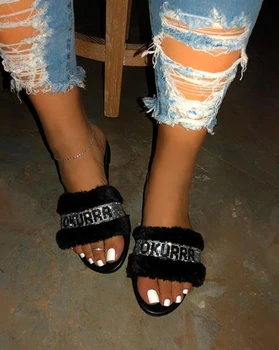 Kvinder Sandaler sommer sko kvinde, tøfler part sandaler lyse diamond flip flop hjemme med interiør, tøfler stor størrelse 37-42