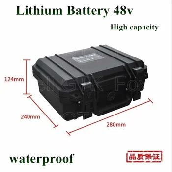Kuffert 48v 25Ah 20Ah li-ion-batteri pack vandtæt PP hårdt tilfældet for 2000w EV motor rv cykel power energy storage + 5A oplader