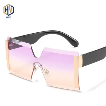 2020 Overdimensionerede Pladsen Rammeløse Siamesiske Solbriller Kvinder Vintage solbriller Gradient Brillerne UV400