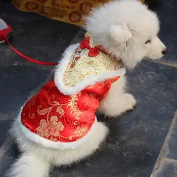 Kæledyr Hund Kat Nytår Tøj Kinesisk Stil Festkjole Kinesiske Tang Passer Pels Heldig Trykt Festival Tøj Til Killing Hvalp