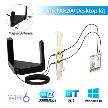 Dual Band 2974Mbps Intel AX210 Trådløs Wi-Fi-6 AX200NGW NGFF M. 2 Wifi Bluetooth 5.1 netværkskort 2,4 G/5G 802.11 ac/ax AX200 Wlan