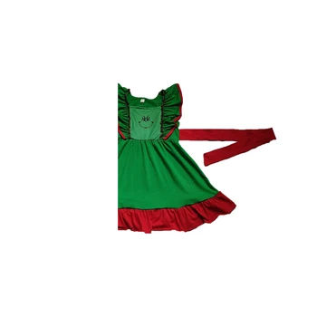 Engros/detail jul dress piger piger flutter ærmer kjole børn casual kjoler med bælte