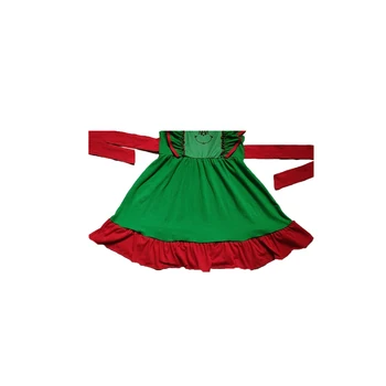 Engros/detail jul dress piger piger flutter ærmer kjole børn casual kjoler med bælte