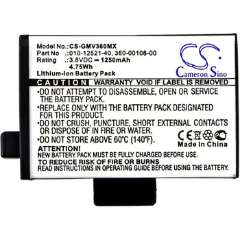 Cameron Sino 1250mah batteri til GARMIN Virb 360 010-12521-40 360-00106-00 batterier