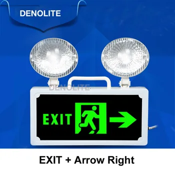 Sikkerhed Exit Evakuering Indikation Led Brand Emergency Light Multi-funktion Dobbelt-hoved 3W Led Nødsituation Lampe AC24/36/48/110/220V