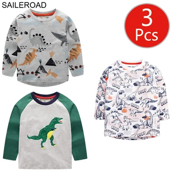 SAILEROAD 3stk Engros Børn Shirts Efteråret 2020 Piger langærmet t-shirts Unicorn Bomuld Kids Tyndt Overtøj Shirts