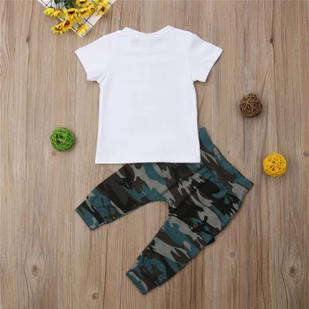 2 Pc ' Drenge Tøj Barn Hip Hop Toppe, T-shirt+Camouflage Bukser Sommer Outfits Toddler Drenge Tøj Sat til 0-3Years