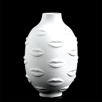 Nordisk kreativ boligindretning ansigtsform Design Keramik Vase Porcelæn dekoration hjem korridor vaser til blomster Hvide Værktøjer