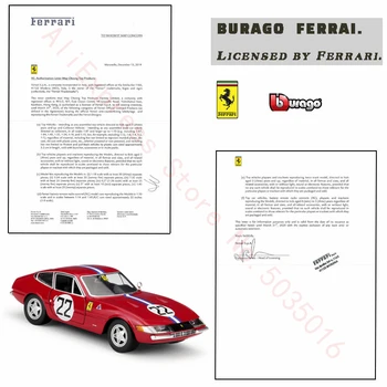 Bburago 1:24 Ferrari 365 GTB4 Racing producent autoriseret simulering legering bil model håndværk dekoration samling toy værktøjer