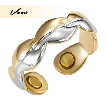 Vivari Trendy Magnetiske Guld Sølv 2 stk Magneter Fisk Mønster Ring For Kvinder Charme Smykker Resultater Bryllup Bands Ring Lys