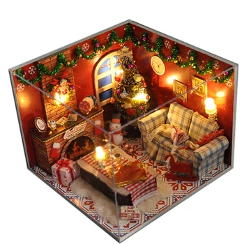 Casa de muñecas miniatura DIY muñecas con muebles de er casa de madera de la Navidad juguetes para αμειβομενη Week TW8
