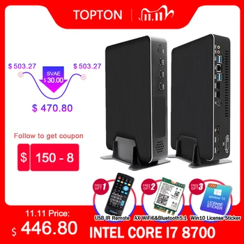 Topton Mini Gaming PC I7 8700 i5 9400F GTX1050TI 4G Nvidia GPU Win10 Pro Barebone Nettop Linux-Desktop-Computer WiFi 2*HDMI2.0
